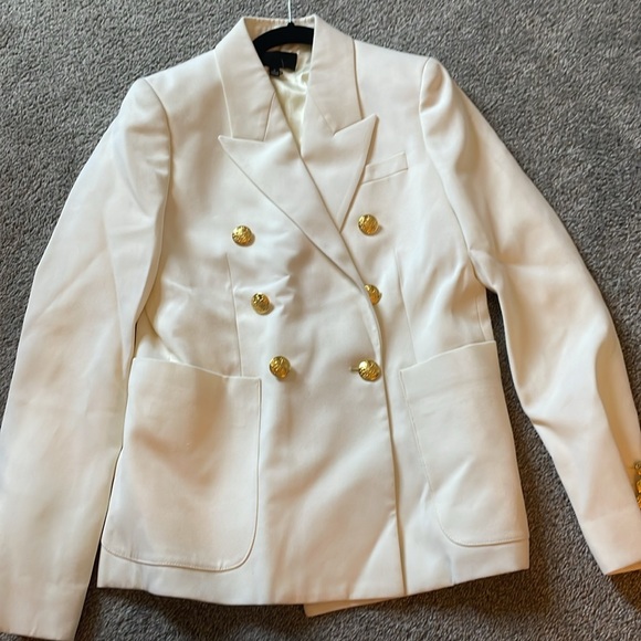 Nili Lotan Nathalia Jacket White Blazer Double Breasted NEEDS CLEANING Size 0 - Picture 6 of 11